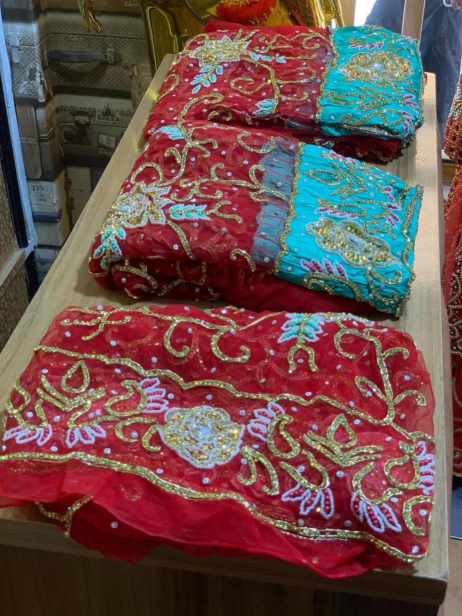 Red Luxury George Fabric