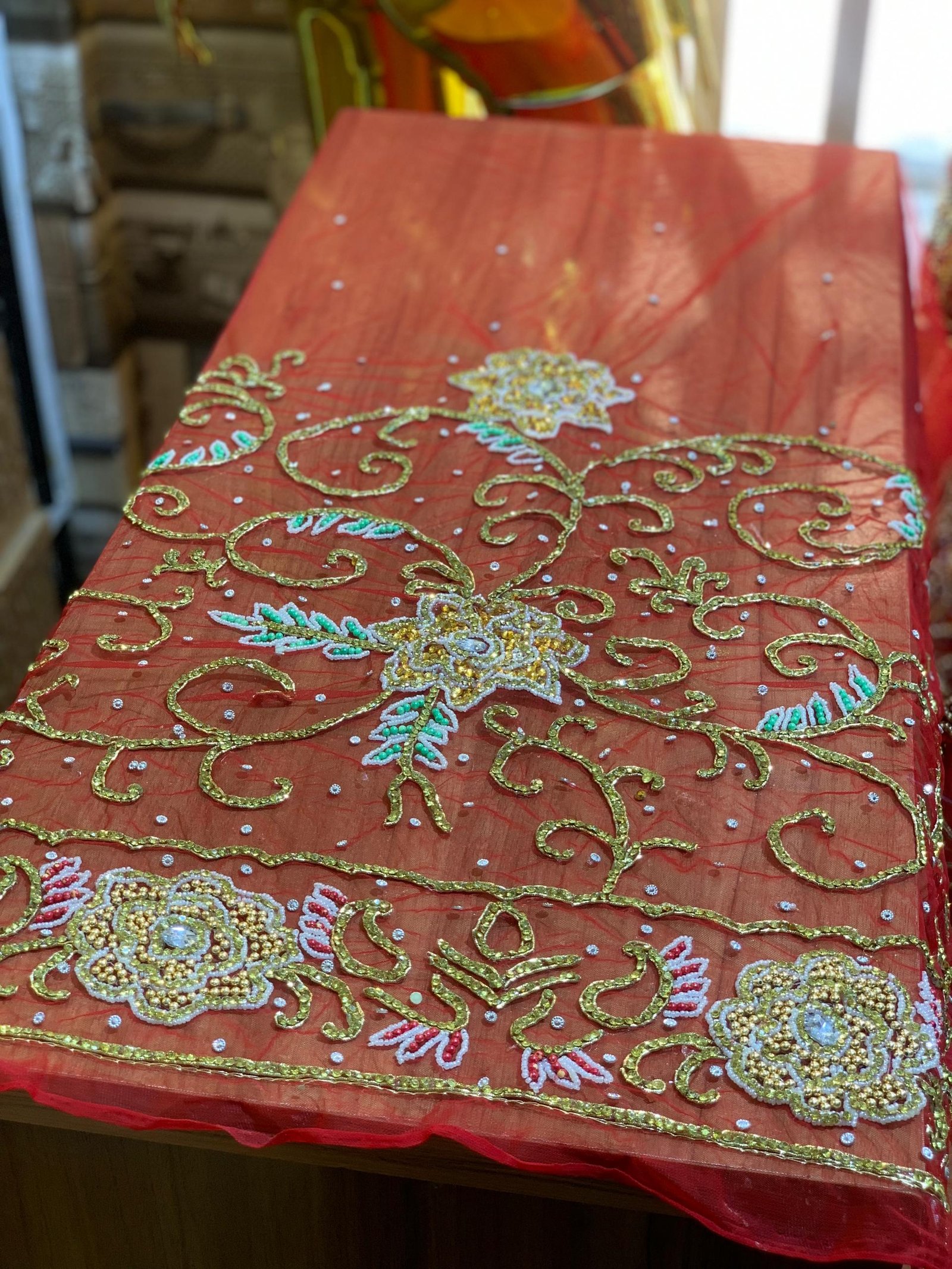 Red Luxury George Fabric - Image 2