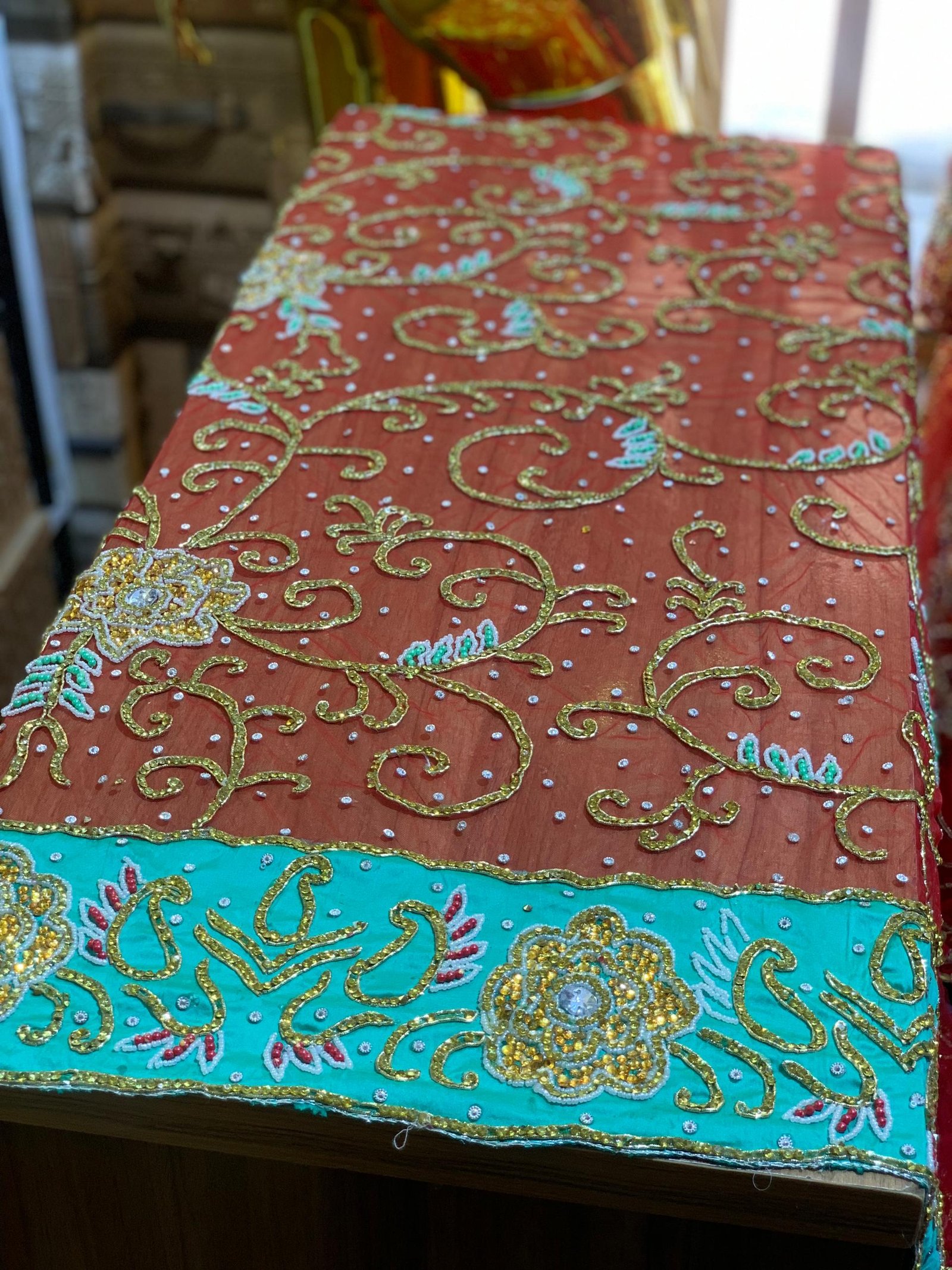 Red Luxury George Fabric - Image 3