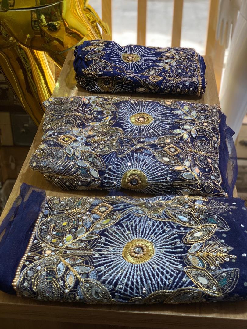 Navy Blue Luxury George Fabric