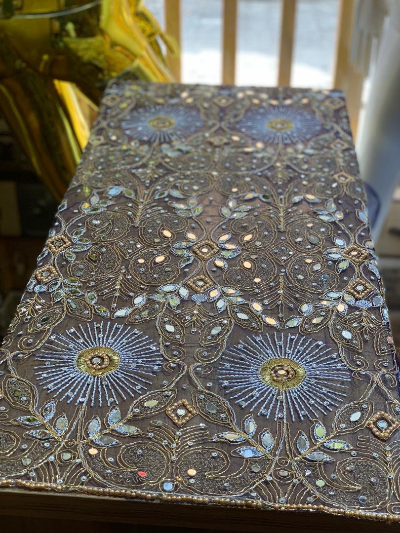 Navy Blue Luxury George Fabric - Image 4