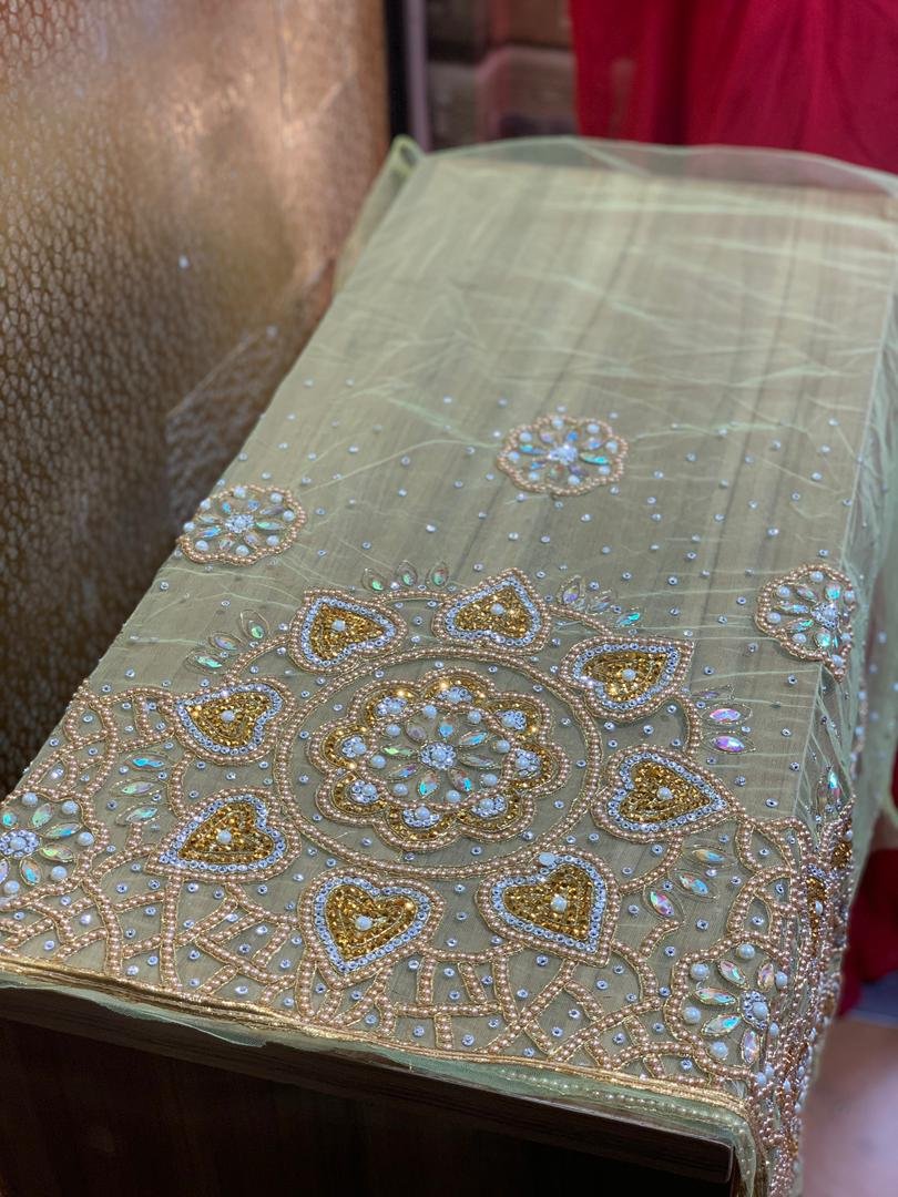LUXURY YELLOW GEORGE FABRIC - Image 3