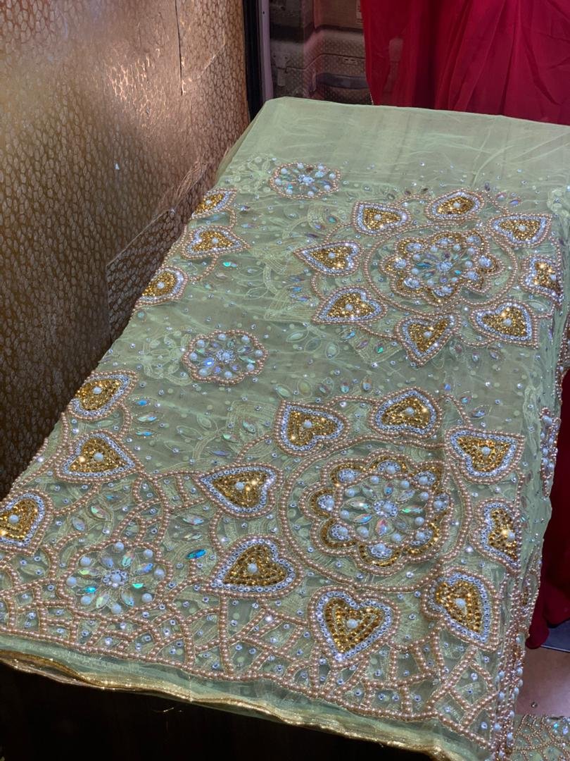 LUXURY YELLOW GEORGE FABRIC - Image 2