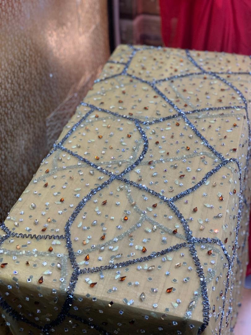 LUXURY GOLD CRYSTAL LACE