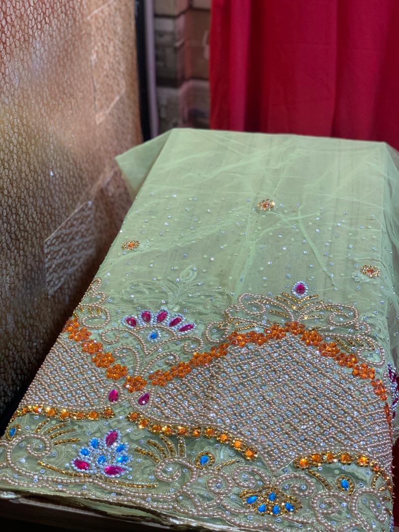LUXURY YELLOW GEORGE FABRIC - Image 3