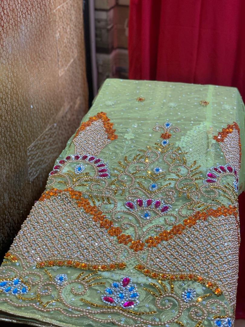 LUXURY YELLOW GEORGE FABRIC - Image 4