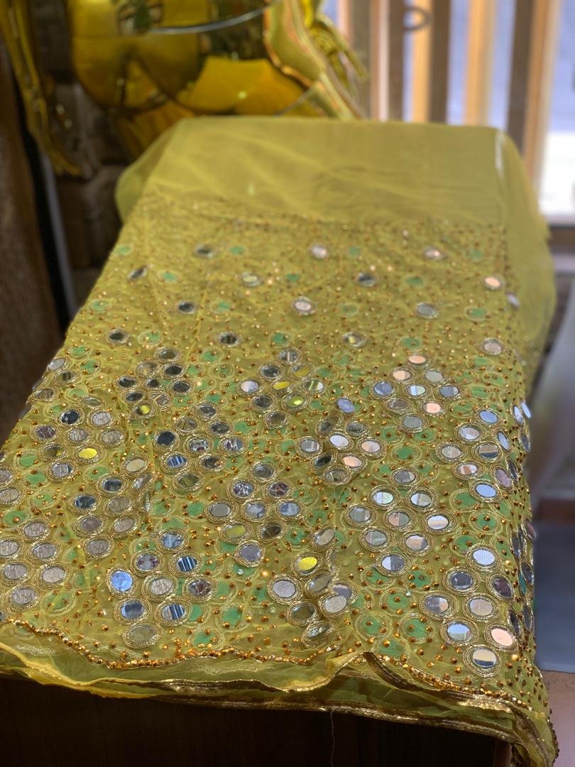 LUXURY YELLOW GEORGE FABRIC - Image 4