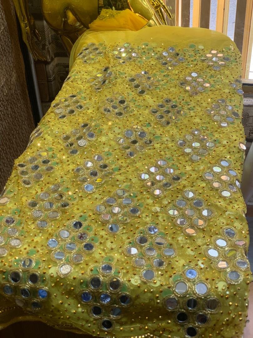 LUXURY YELLOW GEORGE FABRIC - Image 3