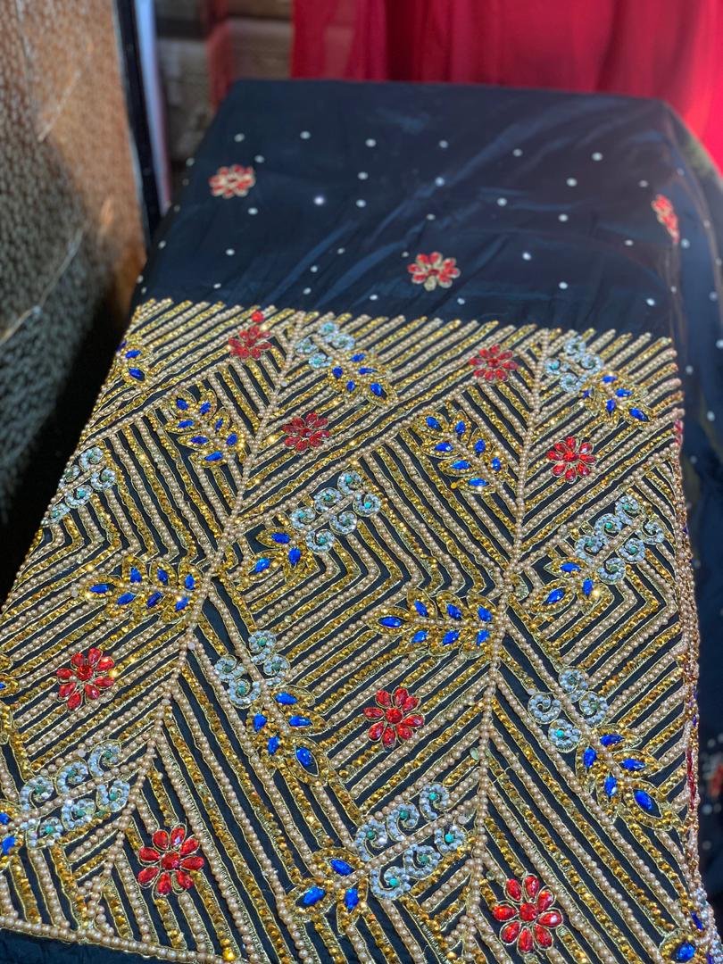 LUXURY BLACK GEORGE FABRIC - Image 4
