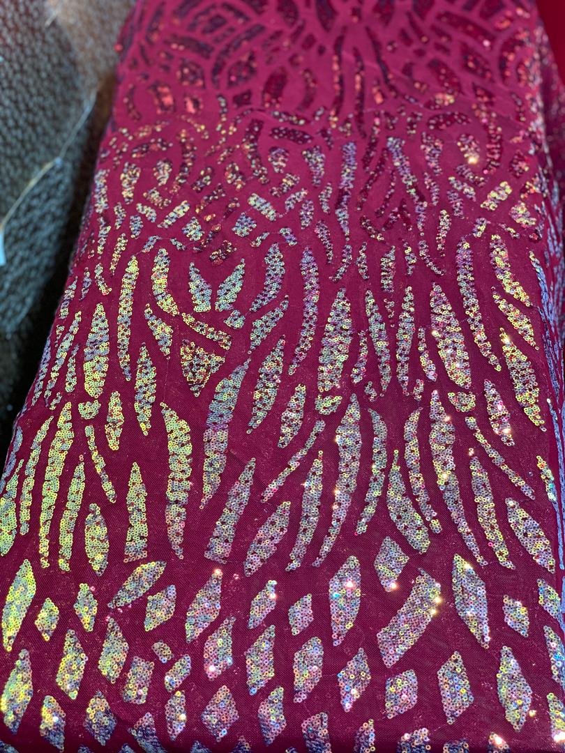 WINE COLOR SEQUINED LACE