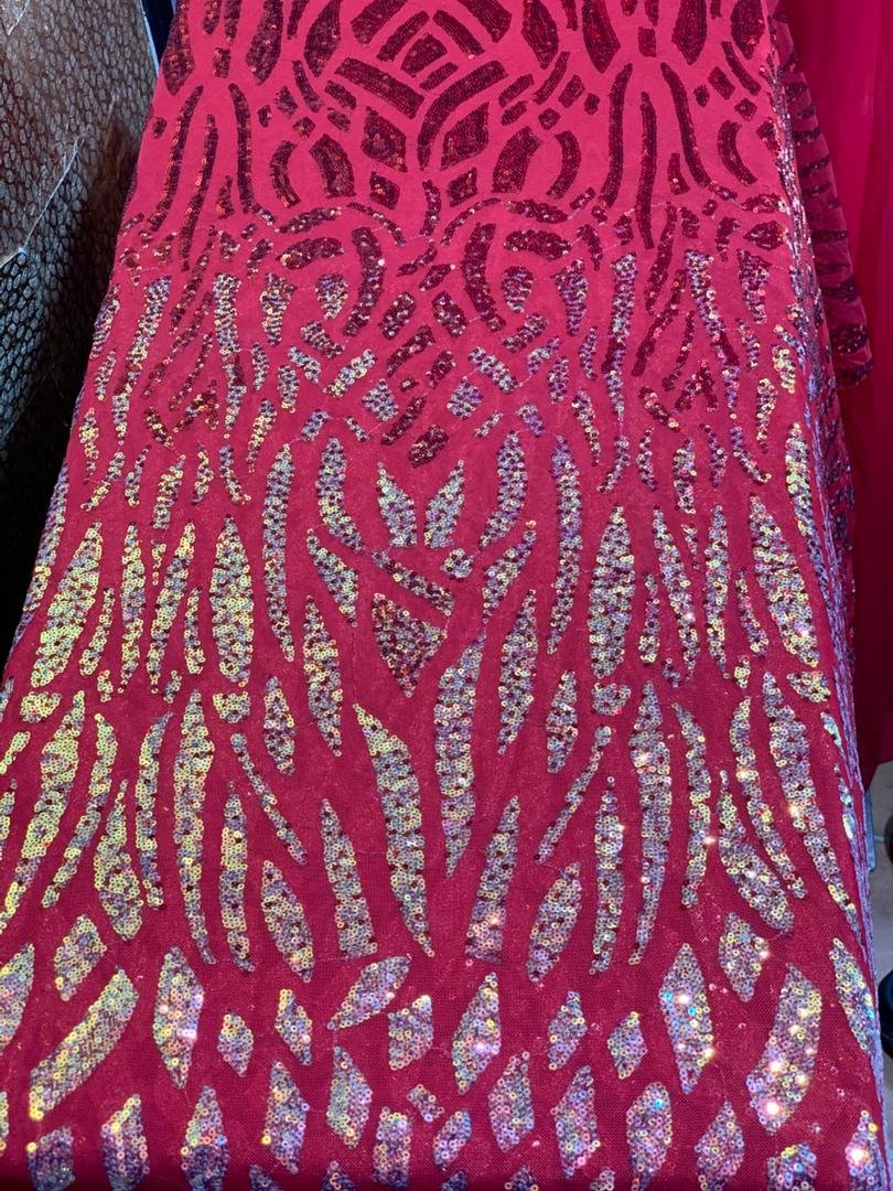 RED SEQUINED LACE